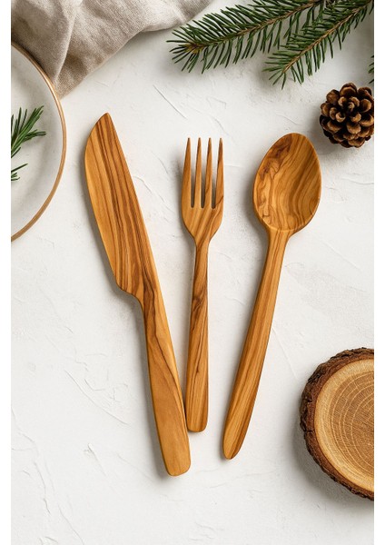 El Yapımı Zeytin Ağacı Ahşap Kaşık -Bıçak-Çatal Doğal, Sağlıklı ve Dayanıklı fiyatları