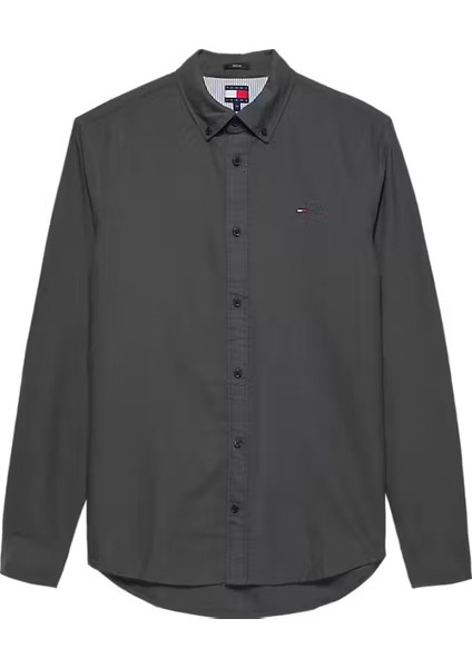 Erkek Regular Fit Düğmeli Yaka Oxford Gömlek - Siyah