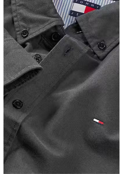 Erkek Regular Fit Düğmeli Yaka Oxford Gömlek - Siyah modelleri