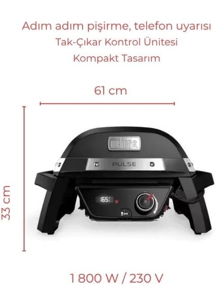 Pulse 1000 Akıllı Elektrikli Izgara – 1 800 W | Weber Connect | 41 × 31 cm fiyatları