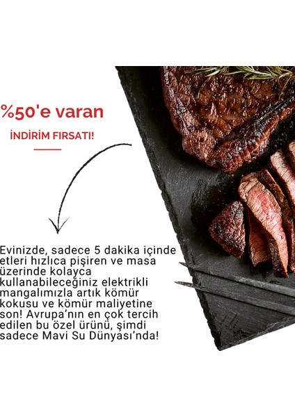 Elektrikli Izgara | Bbq Izgara | Paslanmaz Izgara | 1600W | Mavi Su Dünyası fırsatları