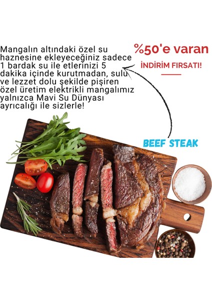Elektrikli Izgara | Bbq Izgara | Paslanmaz Izgara | 1600W | Mavi Su Dünyası indirimleri