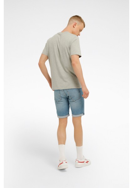 RI Left Chest Logo Gri Erkek Kısa Kol T-Shirt