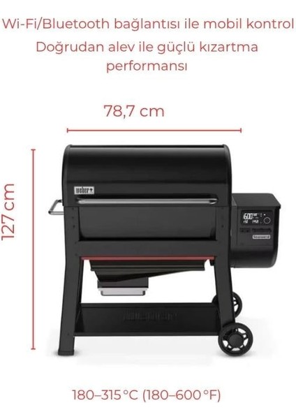 1500132 Searwood XL 600 Akıllı Wood Pellet Izgara Wi‑Fi/Bluetooth & DirectFlame fiyatları