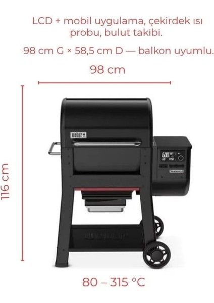 Searwood® 600 Peletli Barbekü (Wi-Fi • DirectFlame™ • SmokeBoost™) fiyatları