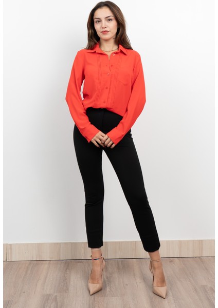 Nervür Dikişli Cepli Şifon Gömlek 7998 modelleri