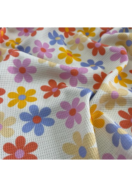 Çiçek Baskılı %100 Pamuklu Örme Waffle Kumaş modelleri