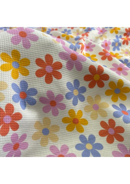 Çiçek Baskılı %100 Pamuklu Örme Waffle Kumaş fırsatları