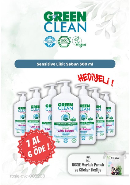 7 Al 6 Öde Green Clean Sensitive Likit Sabun 500 ml ve Rosie Hediye