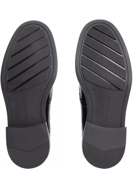 Erkek Parlak Brogue Detaylı Chelsea Bot - Siyah