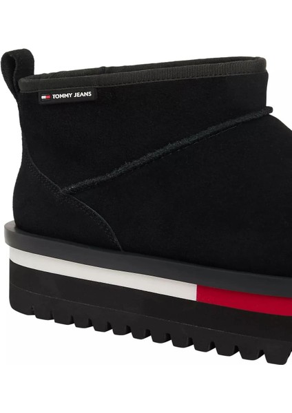 Kadın Süet Platform Tabanlı Kar Botu - Siyah