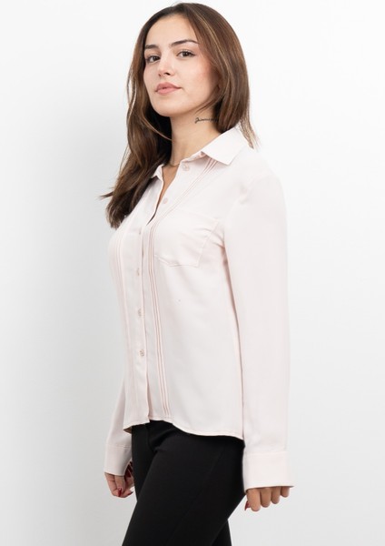 Nervür Dikişli Cepli Şifon Gömlek 7998 fiyatları