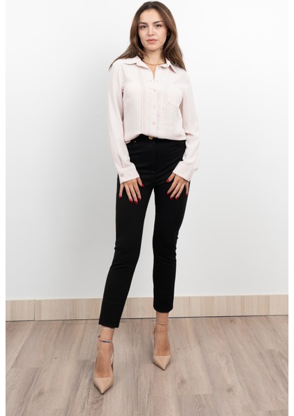 Nervür Dikişli Cepli Şifon Gömlek 7998 fırsatları