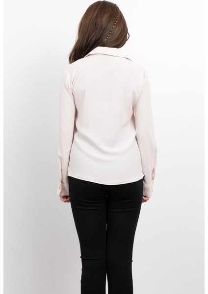 Nervür Dikişli Cepli Şifon Gömlek 7998 indirimleri