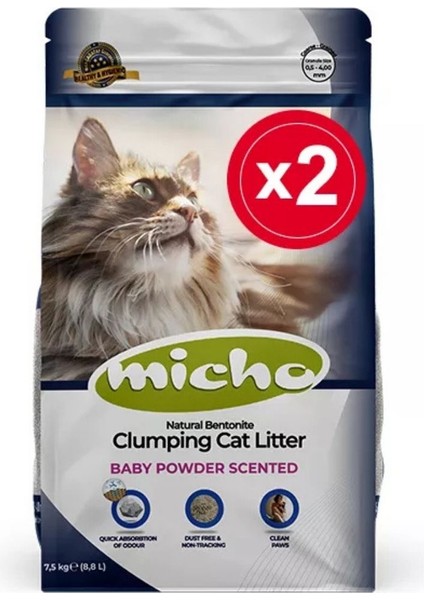 Kalın Taneli Topaklanan Pudra Kokulu Kedi Kumu 2 Adet x 8.5 Lt