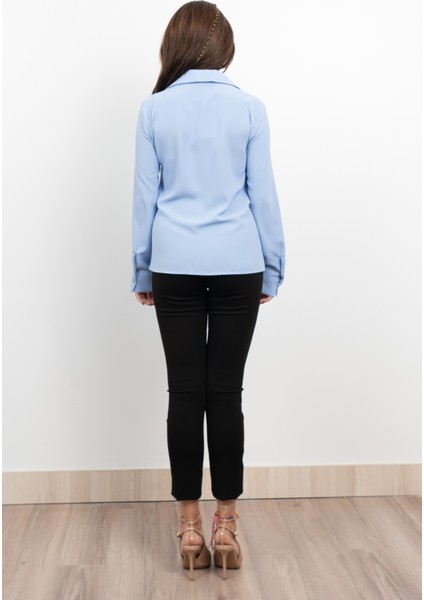 Nervür Dikişli Cepli Şifon Gömlek 7998 fiyatları