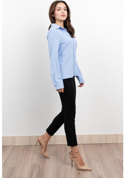 Nervür Dikişli Cepli Şifon Gömlek 7998 modelleri