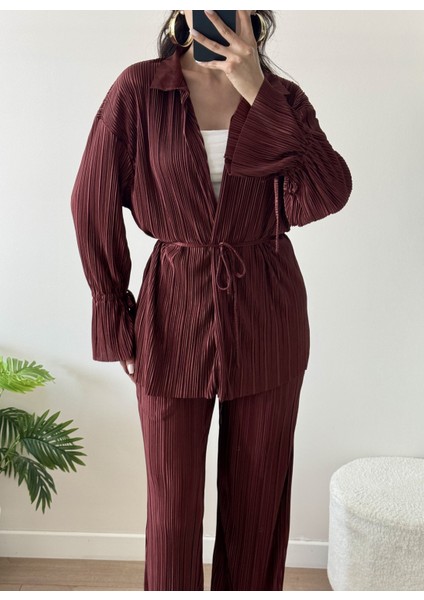 Bordo Piliseli Kimona Takım fiyatları