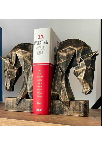 Dekoratif Kübik Geometrik Tasarım At Kitap Tutucu Altın Renk Beton 2 Adet modelleri