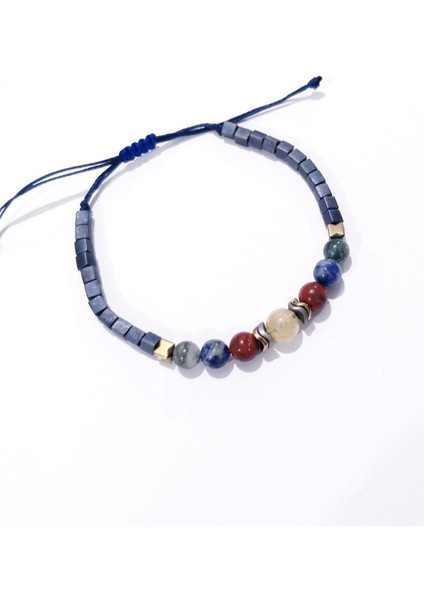 Sitrin Kırmızı Jasper Sodalit Yosunlu Akik Hematit Doğaltaşlı Küp Miyuki Bileklik