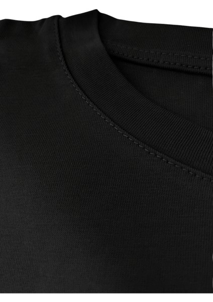 Store %100 Organik Pamuk Nefes Alan Yumuşak Dokulu Premium Yarım Oversize Bisiklet Yaka Basic Kadın/Unisex Tişört Siyah fırsatları