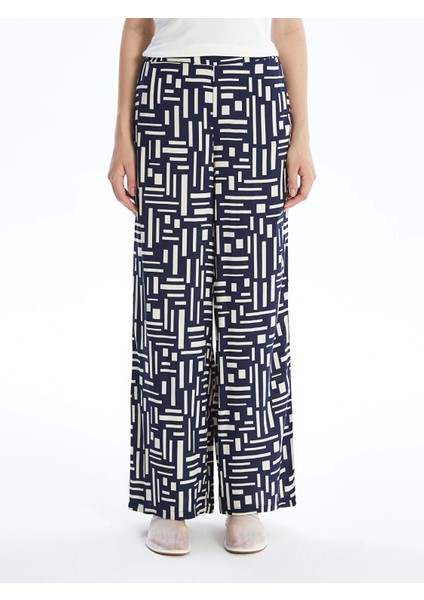 Lcw Modest Mavi Beli Lastikli Desenli Kadın Palazzo Pantolon fiyatları