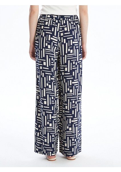 Lcw Modest Mavi Beli Lastikli Desenli Kadın Palazzo Pantolon fırsatları