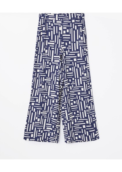 Lcw Modest Mavi Beli Lastikli Desenli Kadın Palazzo Pantolon indirimleri