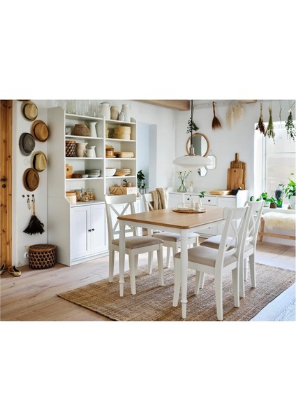 Ingolf Hällarp Sandalye 91 x 40 x 53 cm Beyaz Bej Masif Ahşap