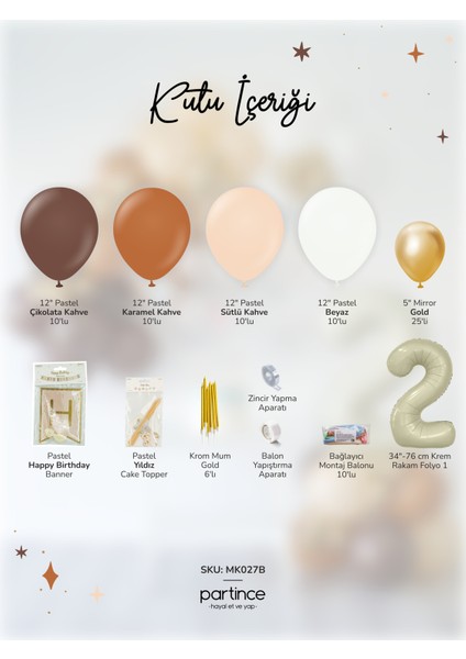 2 Yaş Balonu Doğum Günü Balon Zinciri Kahve Geçişli Parti Seti fiyatları