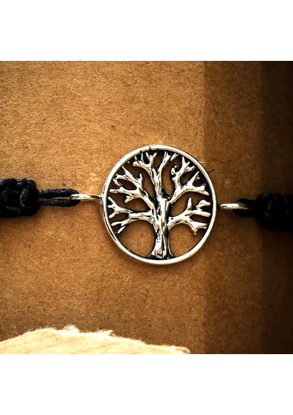 Gümüş Yaşam Ağacı Bileklik 925 Ayar Gümüş Hayat Ağacı Figürlü Ip Örgü Unisex Bileklik fiyatları
