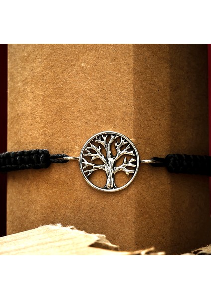 Gümüş Yaşam Ağacı Bileklik 925 Ayar Gümüş Hayat Ağacı Figürlü Ip Örgü Unisex Bileklik fırsatları