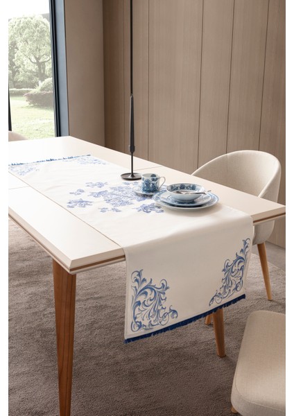 Elysian Blue Premium Serisi Duck Keten Runner, Kaymaz, 45X140 fiyatları