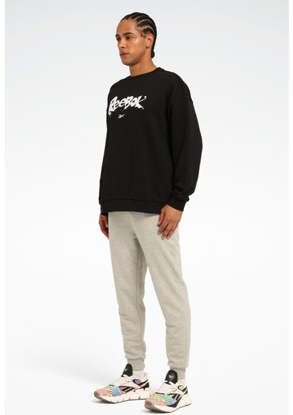New Id Ovrs Gfx Crew Siyah Erkek Sweatshirt