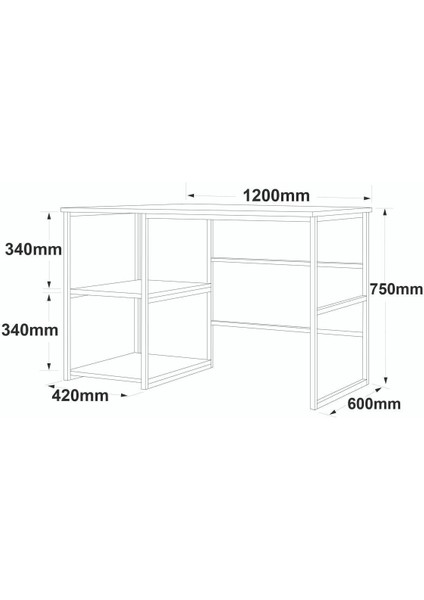 Atlantis 120CMGOLD Metal Çalışma Masası Raflı Mermer Desen ATL23-GE fırsatları
