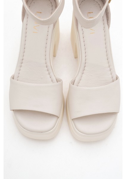 Margot Ekru Cilt Hakiki Deri Kadın Platform Topuklu Sandalet fiyatları