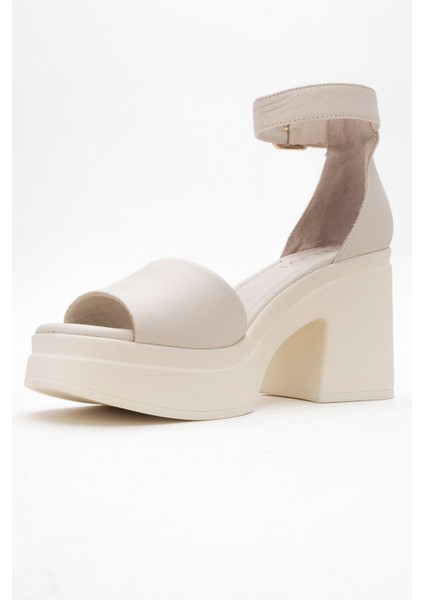Margot Ekru Cilt Hakiki Deri Kadın Platform Topuklu Sandalet modelleri
