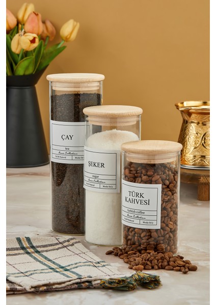 3'lü 100/7500/500 ml Ahşap Kapaklı Çay&şeker&türk Kahvesi Kavanozu Vakumlu Saklama Kabı fiyatları