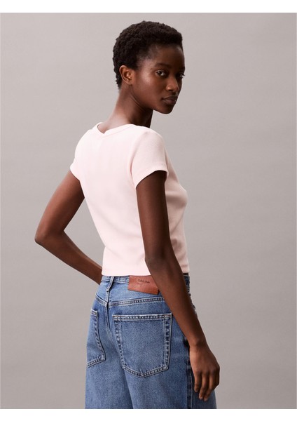 Ck LV047C200G Woven Label 2x2 Baby Rıb Baby Te Kadın Tshırt modelleri