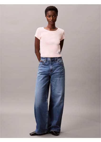 Ck LV047C200G Woven Label 2x2 Baby Rıb Baby Te Kadın Tshırt fırsatları