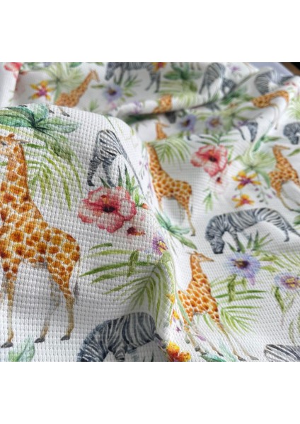 Hayvanlar Baskılı %100 Pamuklu Örme Waffle Kumaş fiyatları