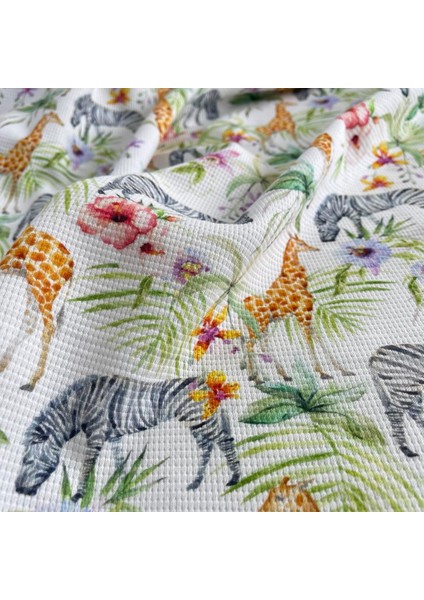 Hayvanlar Baskılı %100 Pamuklu Örme Waffle Kumaş modelleri