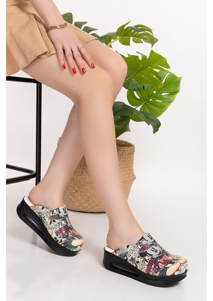 Mickey Desenli Kapalı Airmax Siyah Taban Sabo Doktor Hemşire Ortopedik Terlik fiyatları