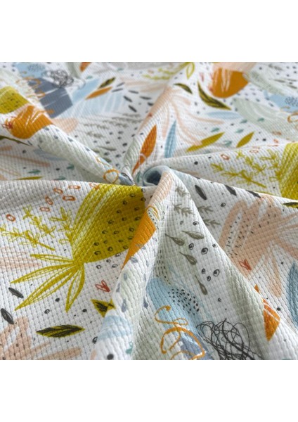 Soyut Desenler Baskılı %100 Pamuklu Örme Waffle Kumaş