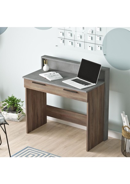 Teeny Çalışma Masası Çekmeceli Beton-Kahve Tee7-Cg