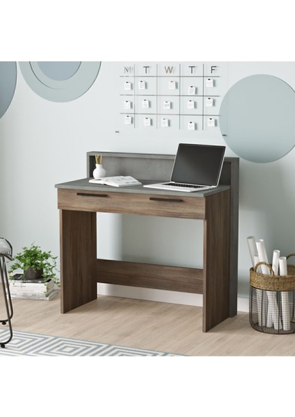 Teeny Çalışma Masası Çekmeceli Beton-Kahve Tee7-Cg modelleri