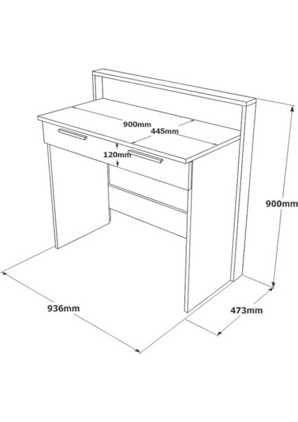 Teeny Çalışma Masası Çekmeceli Beton-Kahve Tee7-Cg