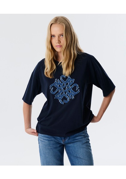 Denim Aplikeli T-Shırt TW6250070066015