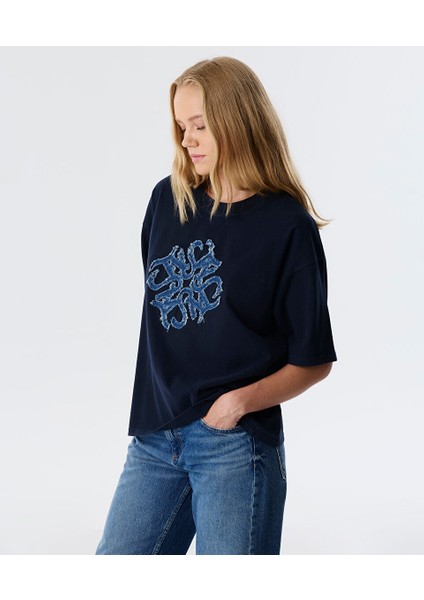 Denim Aplikeli T-Shırt TW6250070066015 fiyatları