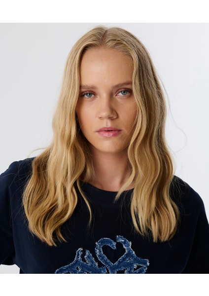 Denim Aplikeli T-Shırt TW6250070066015 modelleri